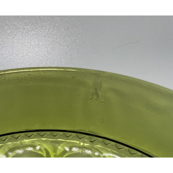 Vintage Indiana Glass Green Kings Crown Thumbprint Snack Plate Six Available - Picture 9 of 15